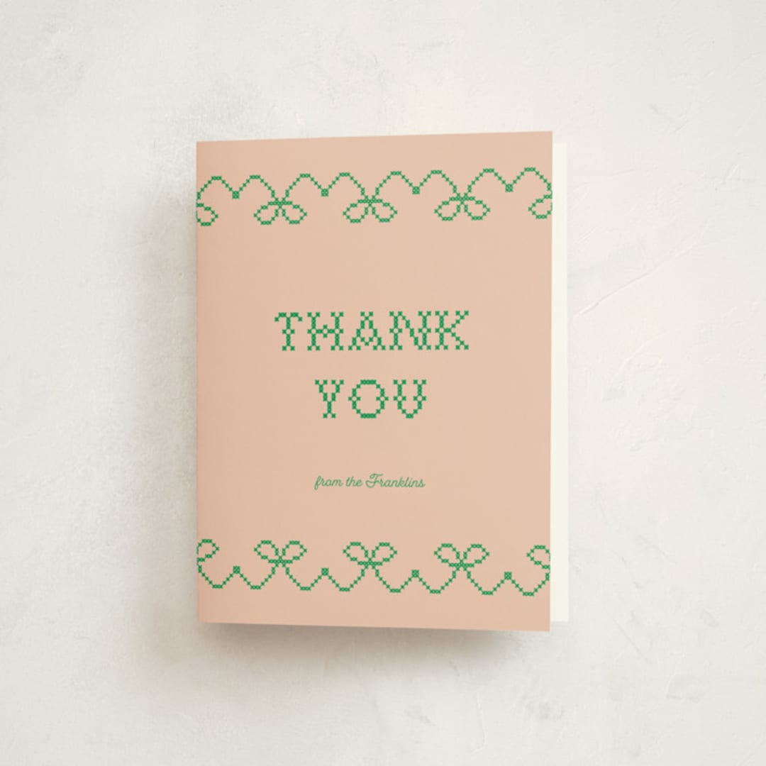 "Needlepoint" - Baby Shower Thank You Cards in Grass by Claire - Front
