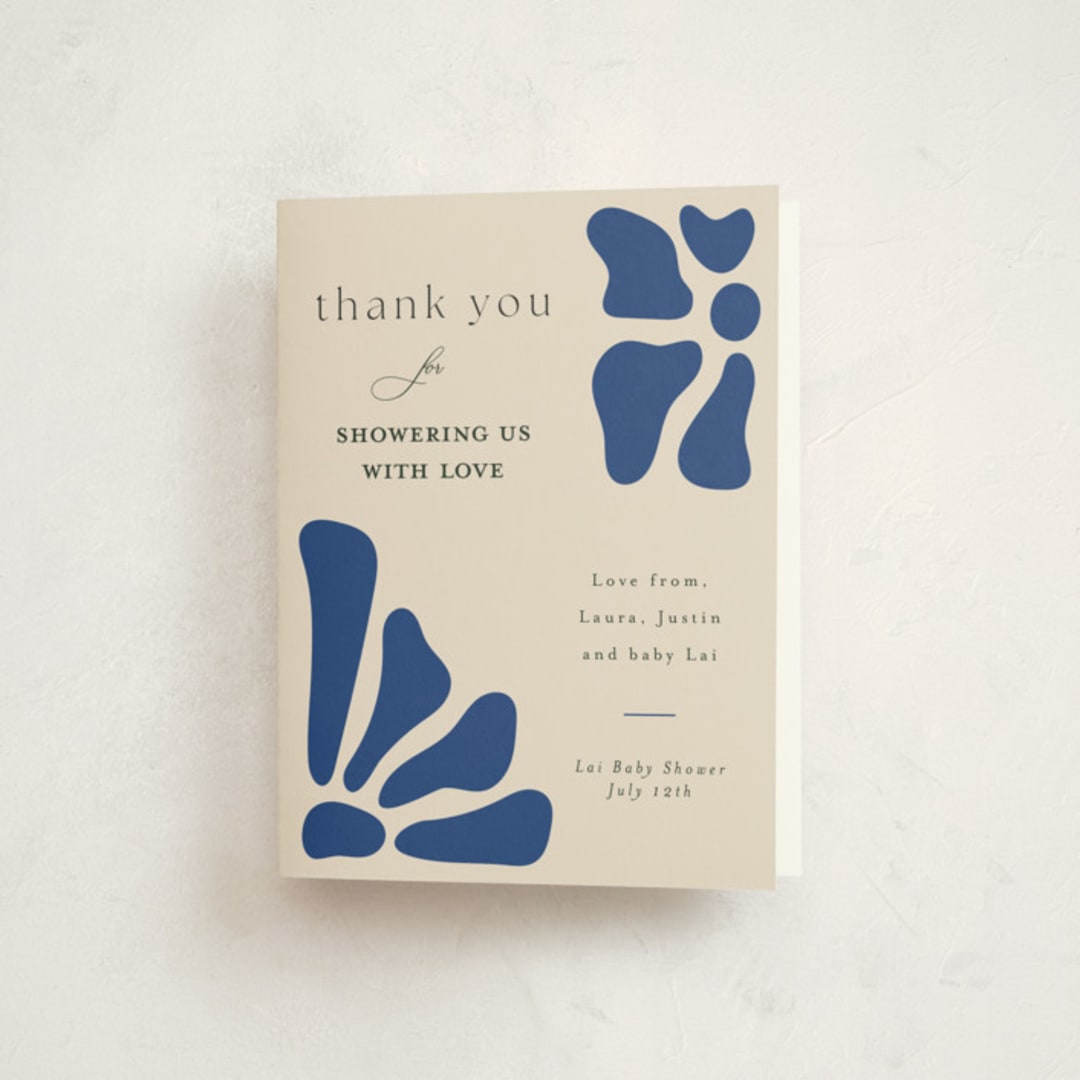 "Modern Bloom" - Baby Shower Thank You Cards in Cobalt by Joyce Pinheiro - Front