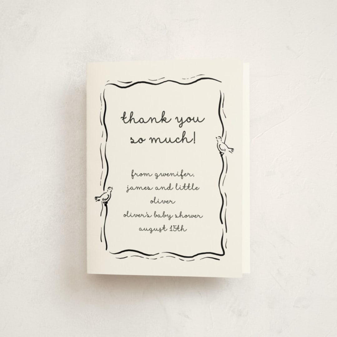 "Okarche" - Baby Shower Thank You Cards in Cotton by Deynaaz Daraei - Front