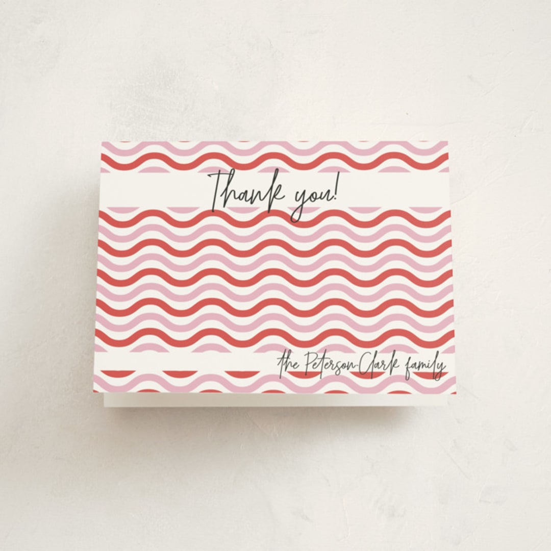 "Wavy Frame Fun" - Baby Shower Thank You Cards in Watermelon by Ro Pacifico - Front