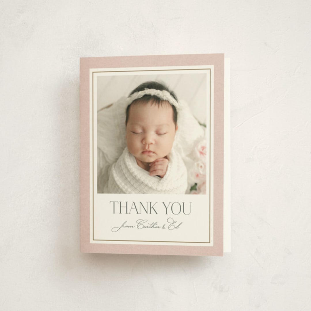 "The Little Heirloom" - Baby Shower Thank You Cards in Rose by Lucrecia Caporale - Front
