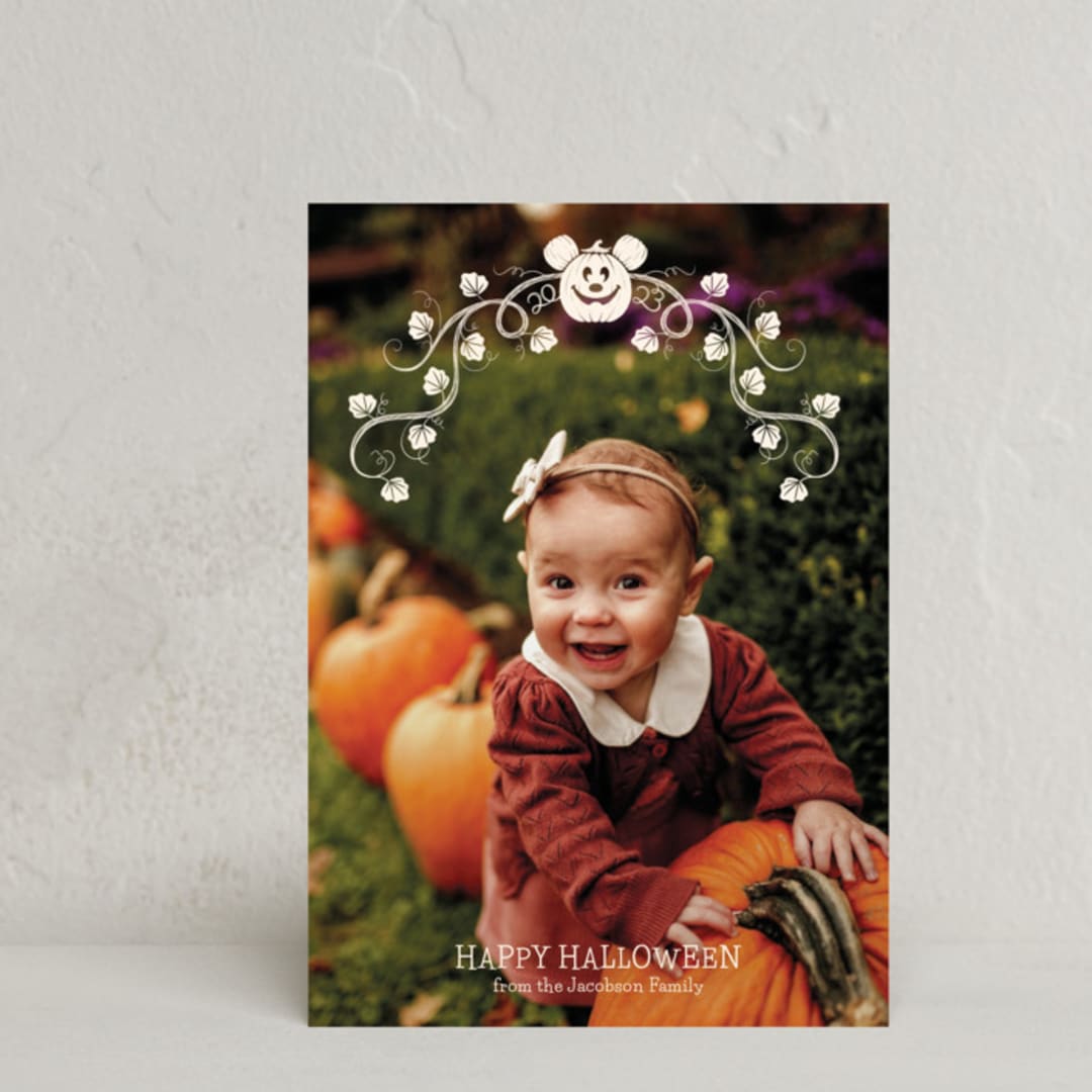 "Disney's Mickey Mouse Halloween Pumpkin" - Halloween Cards in Cream by Susan Varghese - Front