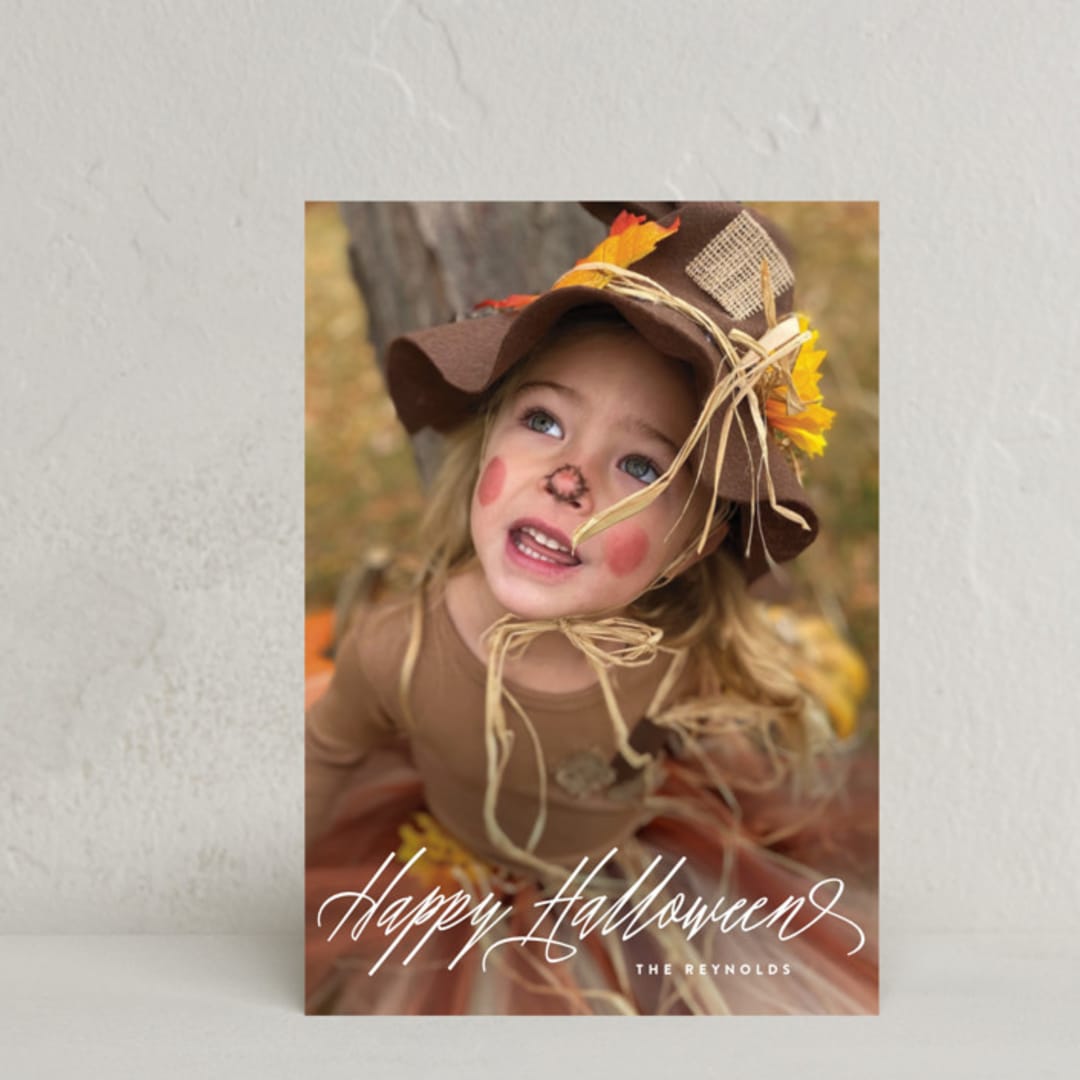 "Spooky Script" - Halloween Cards in Ghostly white by Hooray Creative - Front