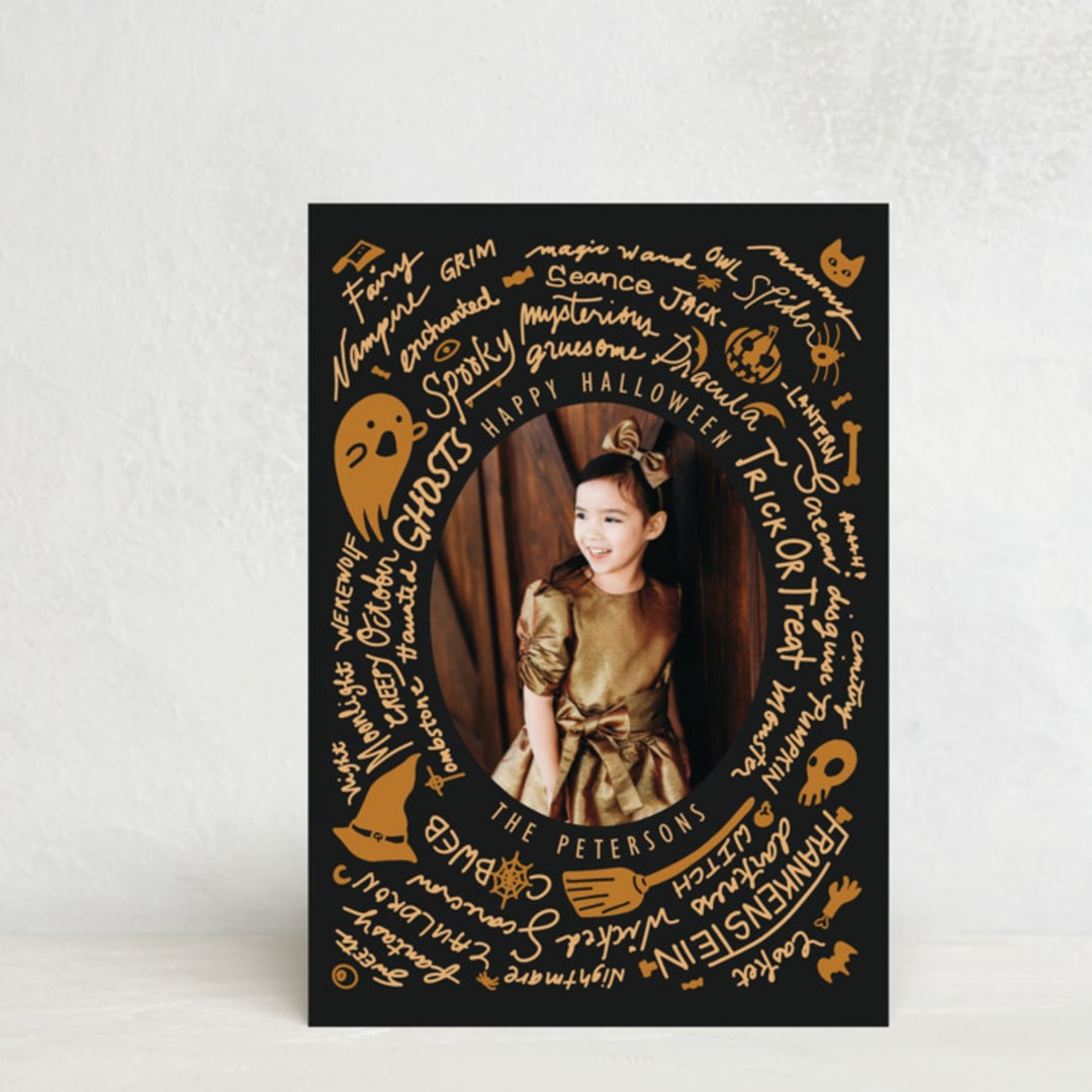 "Spell Circle" - Halloween Cards in Jack O Lantern by Ghia Designs - Front
