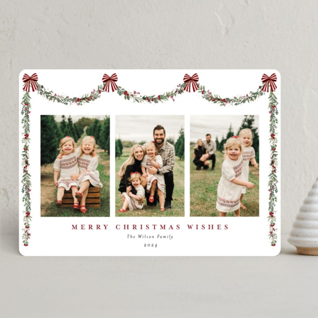 "Joyful Holly" - Holiday Cards in Mulled Wine by Susan Moyal - Front