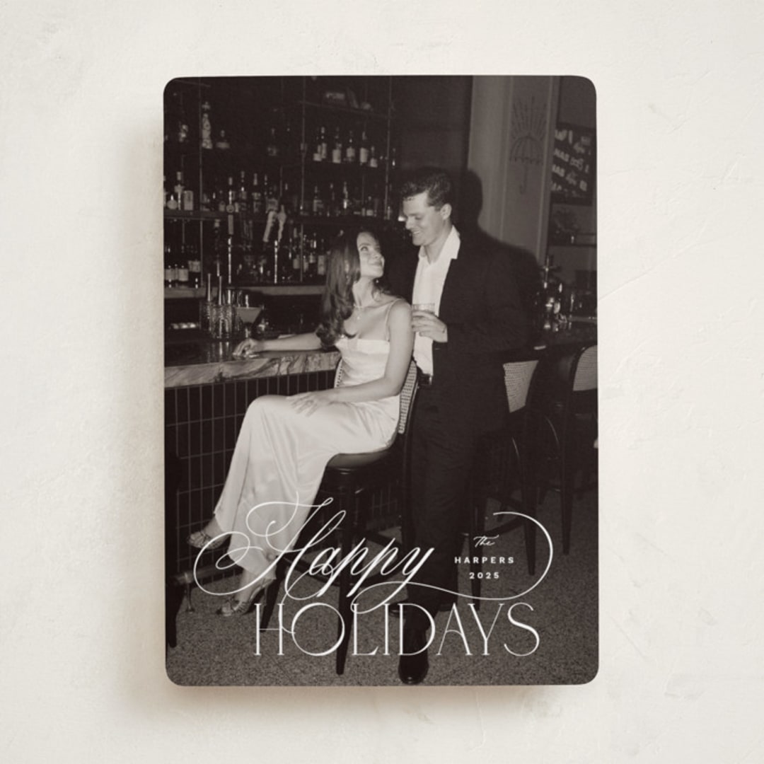 "Holiday in Type" - Holiday Cards in Snow by Design Lotus - Front