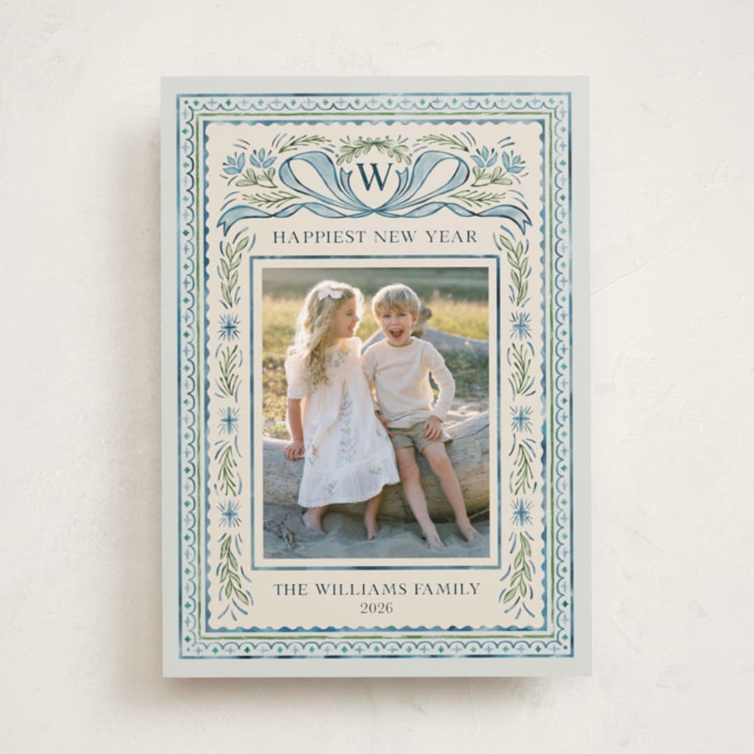 "Christmas Gift" - Holiday Cards in Blue Jay by Paper Sun Studio - Front