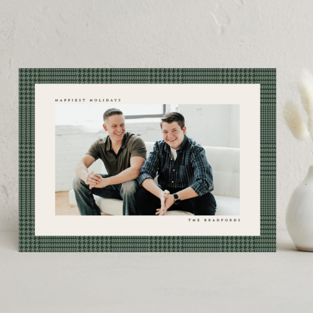 "Classic Houndstooth" - Holiday Cards in Balsam by Ekko Studio - Front