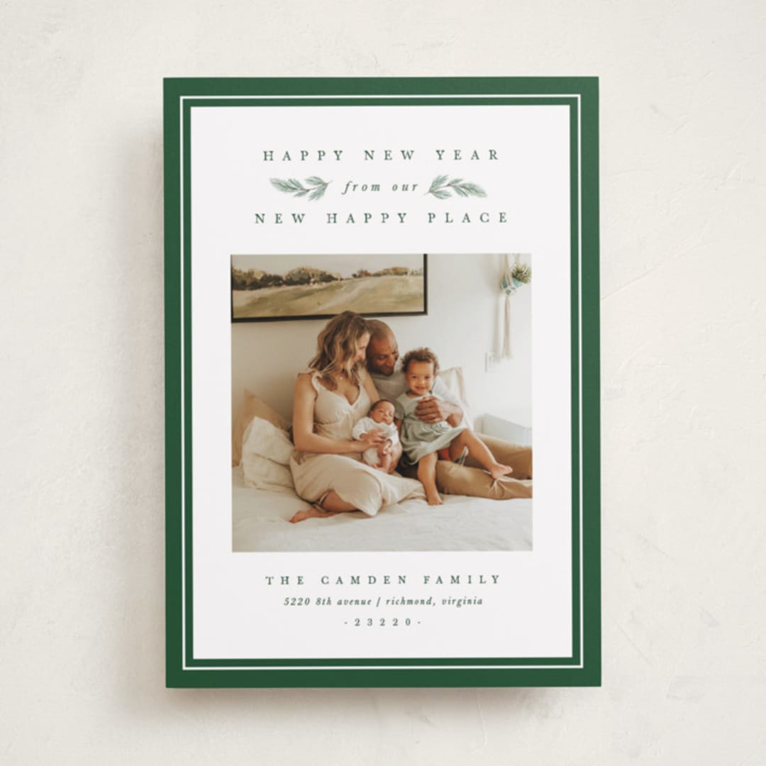 "New Happy Place" - Holiday Cards in Pine by Amy Kross - Front