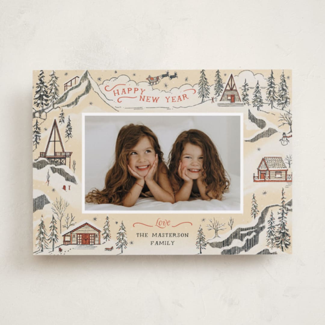 "Snow and Ivory Winter Scene" - Holiday Cards in Eggnog by Becky Nimoy - Front
