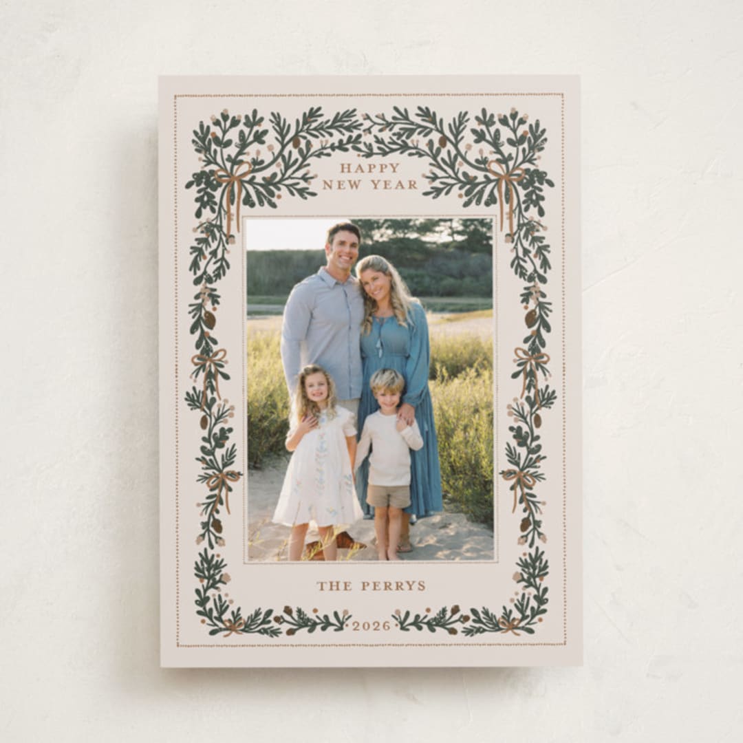 "Merriest Botanicals" - Holiday Cards in Champagne by Angel Walker - Front