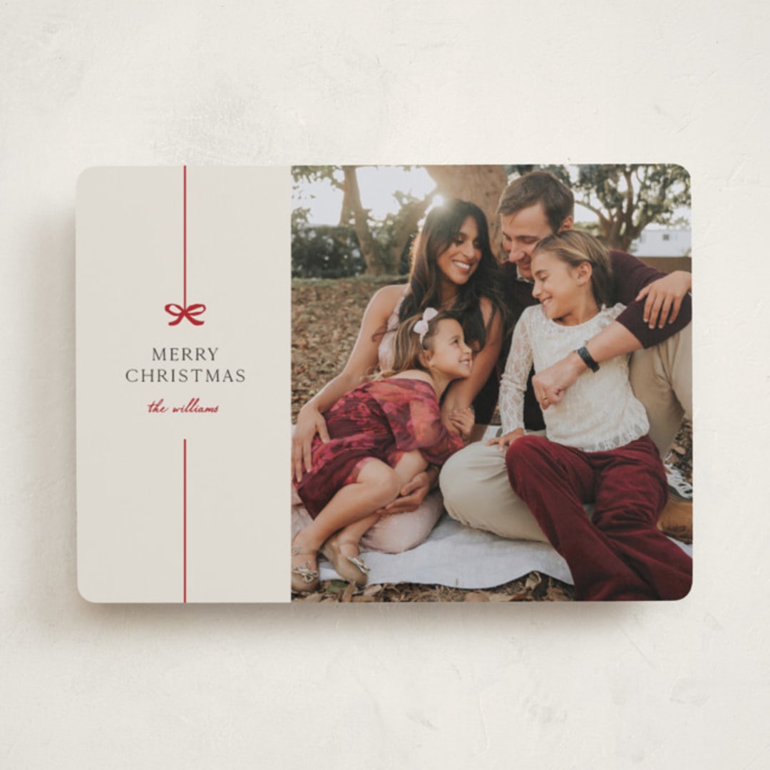 "Bow" - Holiday Cards in Poinsettia by Pixel and Hank - Front