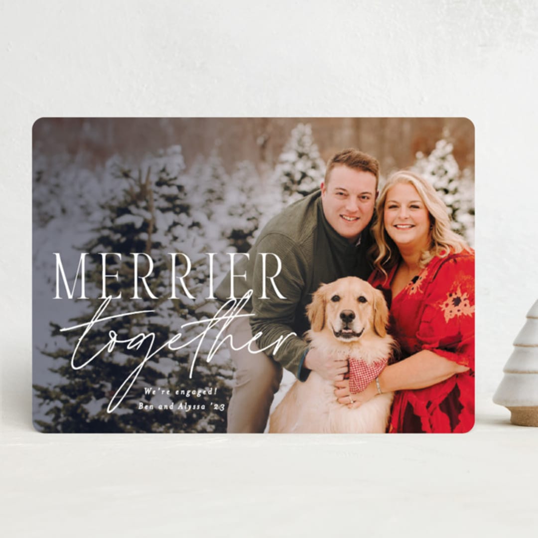 "Merrier Together Story NonFoil" - Holiday Cards in Navy by Lisa Assenmacher - Front