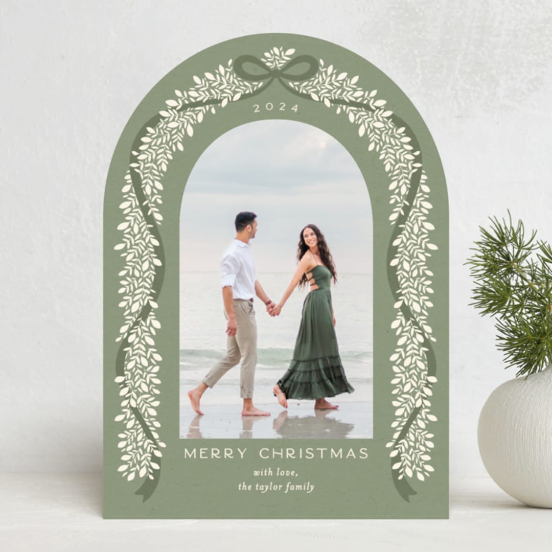 "Garland Frame" - Holiday Cards in Evergreen by Erin German - Front