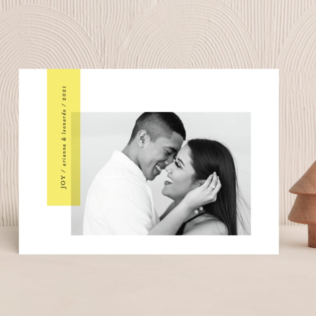 "Colorblock Sidebar" - Holiday Cards in Bumblebee by Ana Sharpe - Front