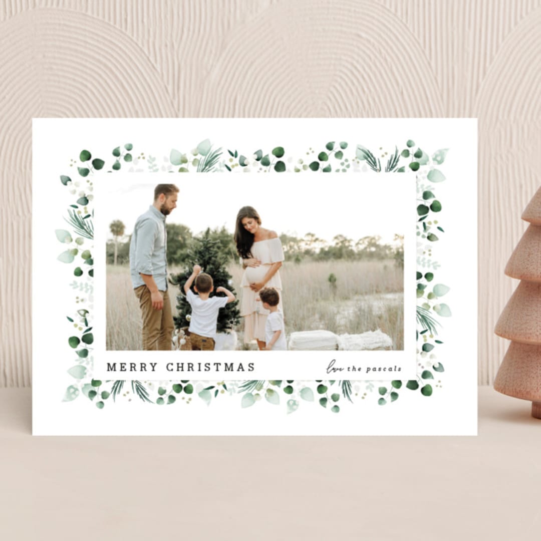 "Eucalyptus Frame" - Holiday Cards in Snow by Melanie Severin - Front