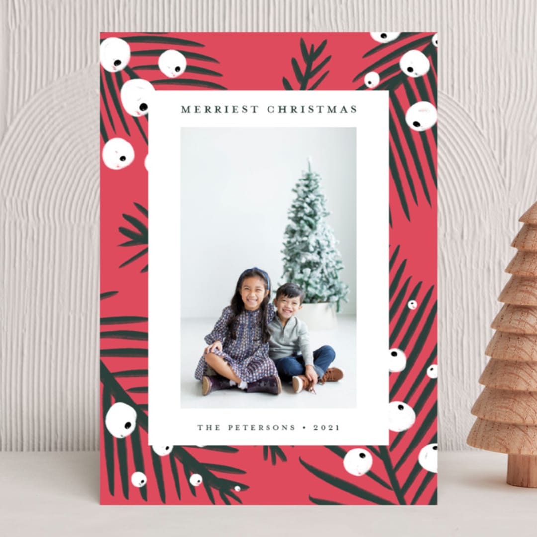 "White Berries" - Holiday Cards in Persimmon by Cricket and Bee - Front