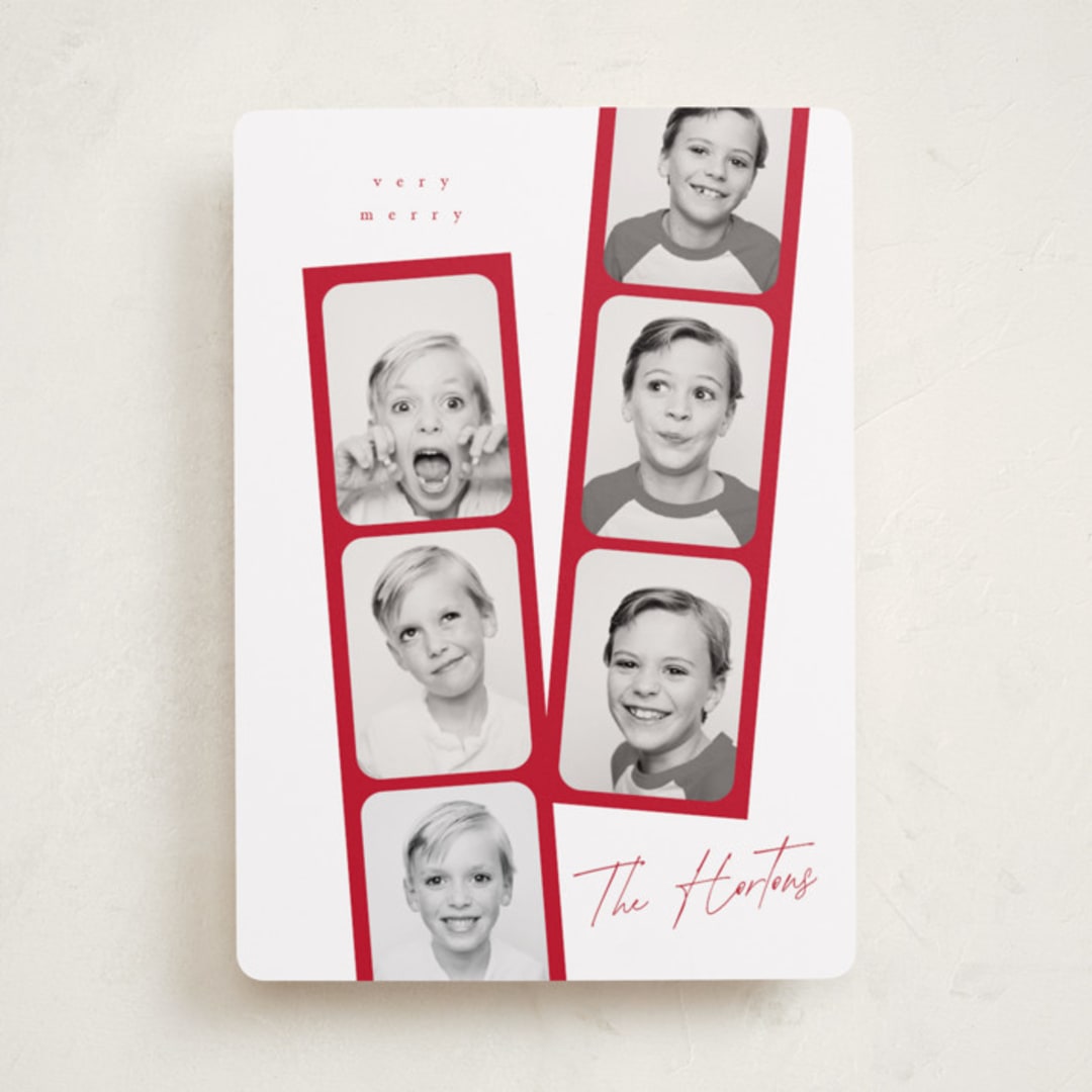 "Snapshots" - Holiday Cards in Santa Suit by Leah Bisch - Front
