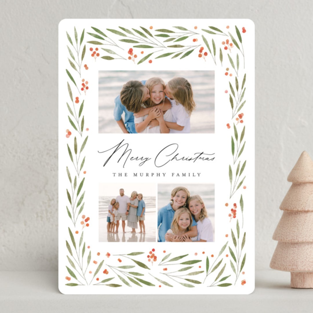 "Cabriole" - Holiday Cards in Greenery by Carly Reed Walker - Front