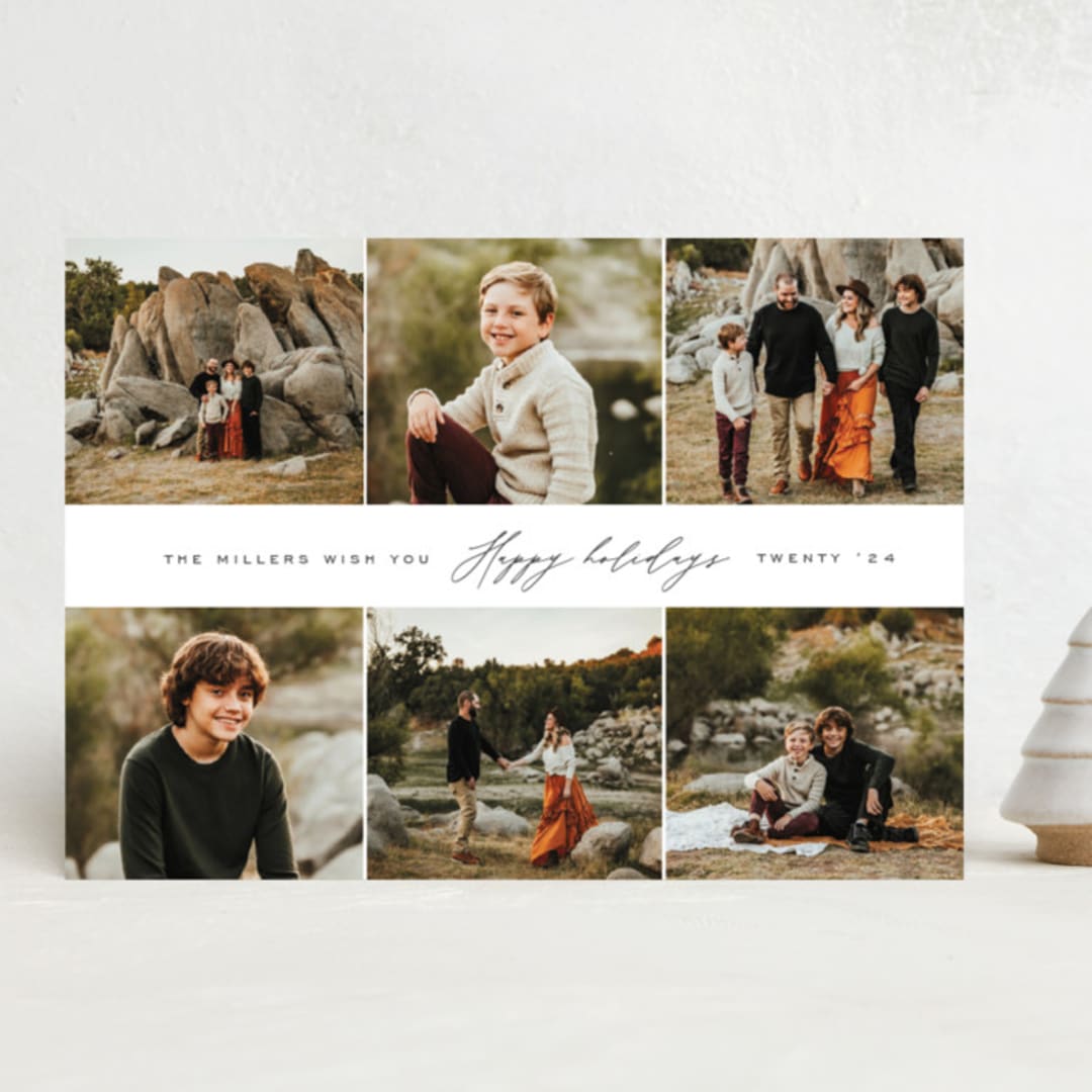 "Six Photo Split" - Holiday Cards in Ebony by Nicole Walsh - Front