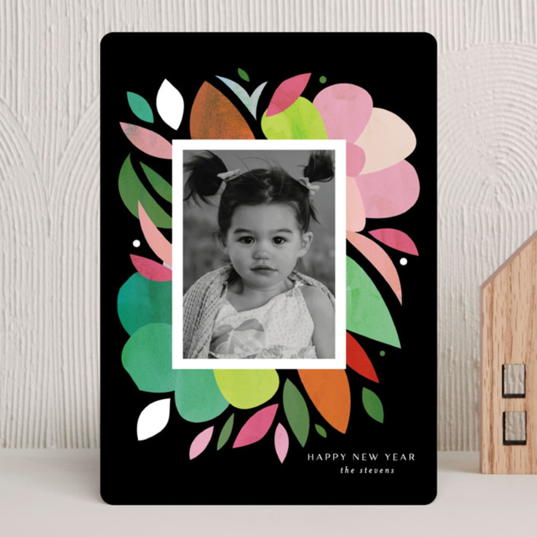 "Flora" - Holiday Cards in Midnight by Lori Wemple - Front