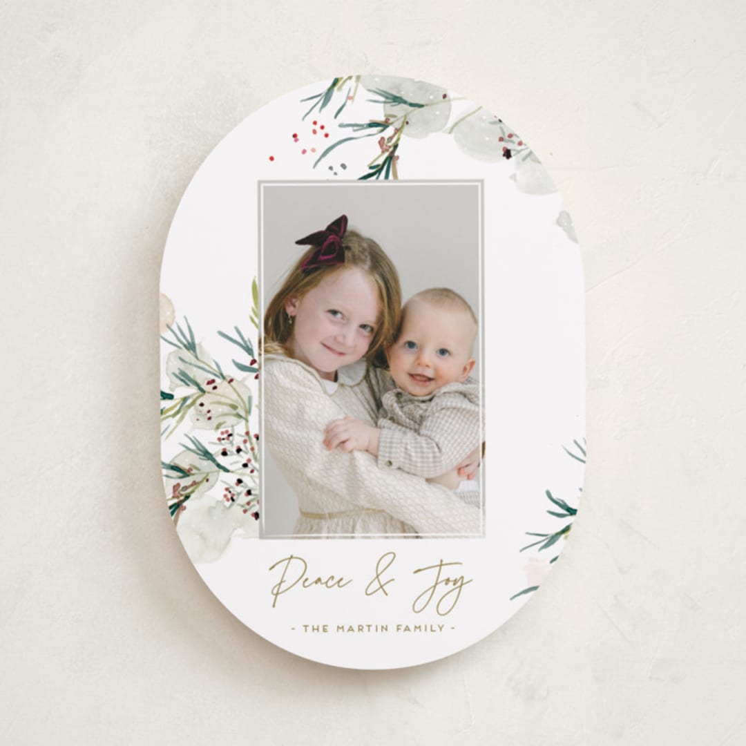 "Tossed" - Holiday Cards in Sage by Eve Schultz - Front