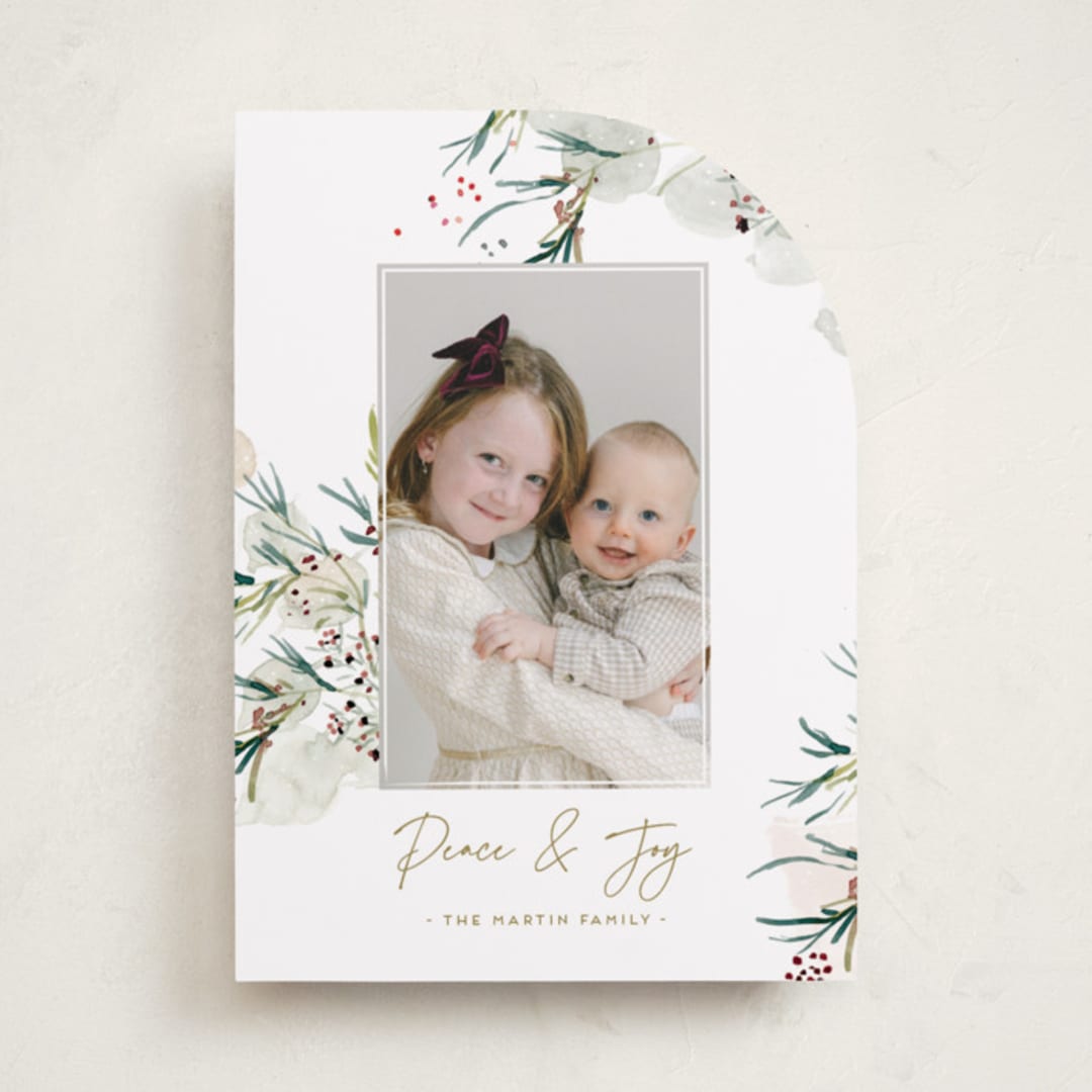 "Tossed" - Holiday Cards in Sage by Eve Schultz - Front