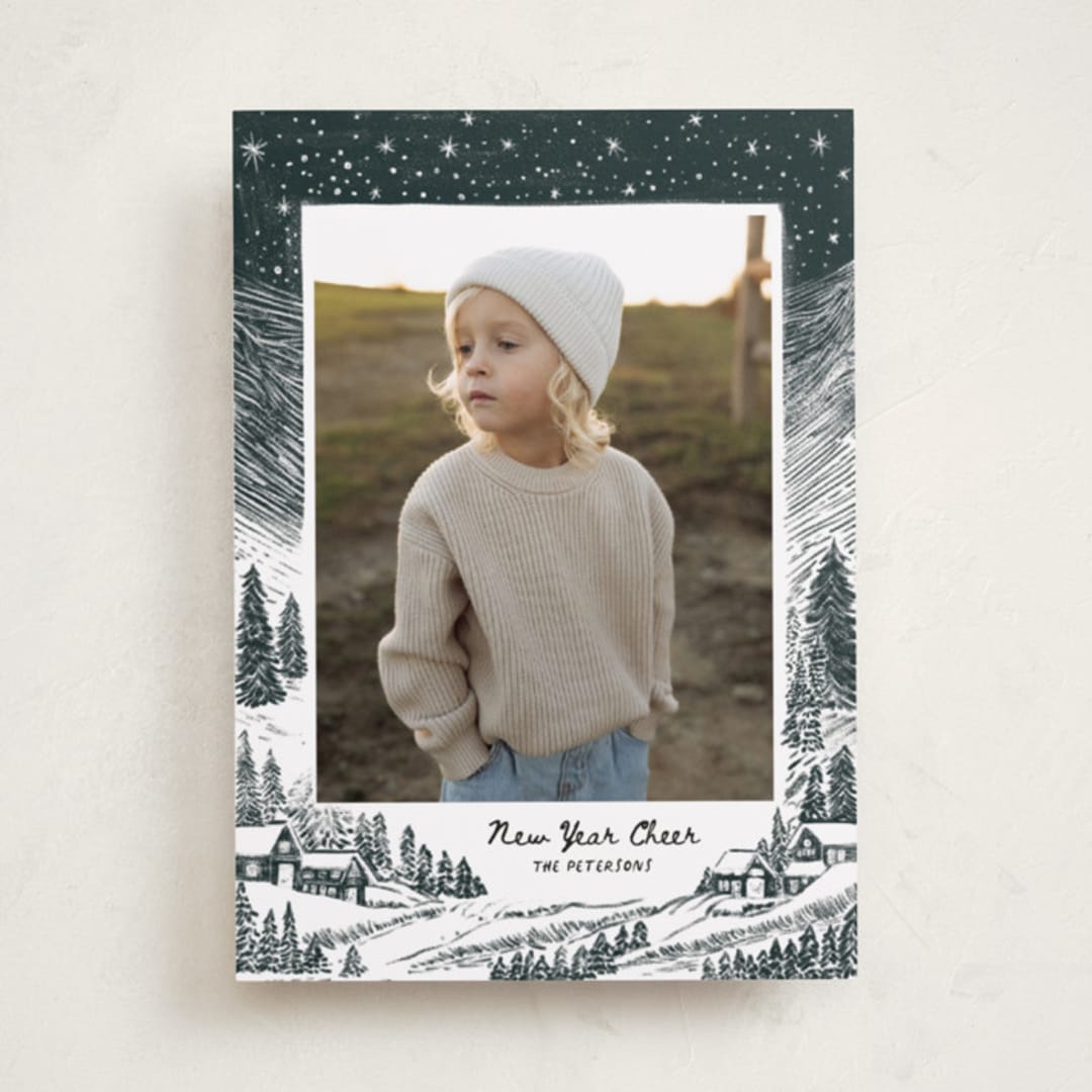 "Snowy Night" - Holiday Cards in Midnight by Jenna Holcomb - Front