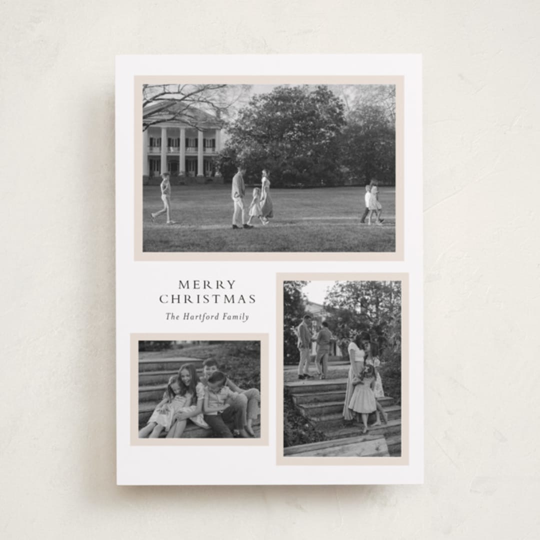 "Triple Frame" - Holiday Cards in Ivory by Angela Thompson - Front