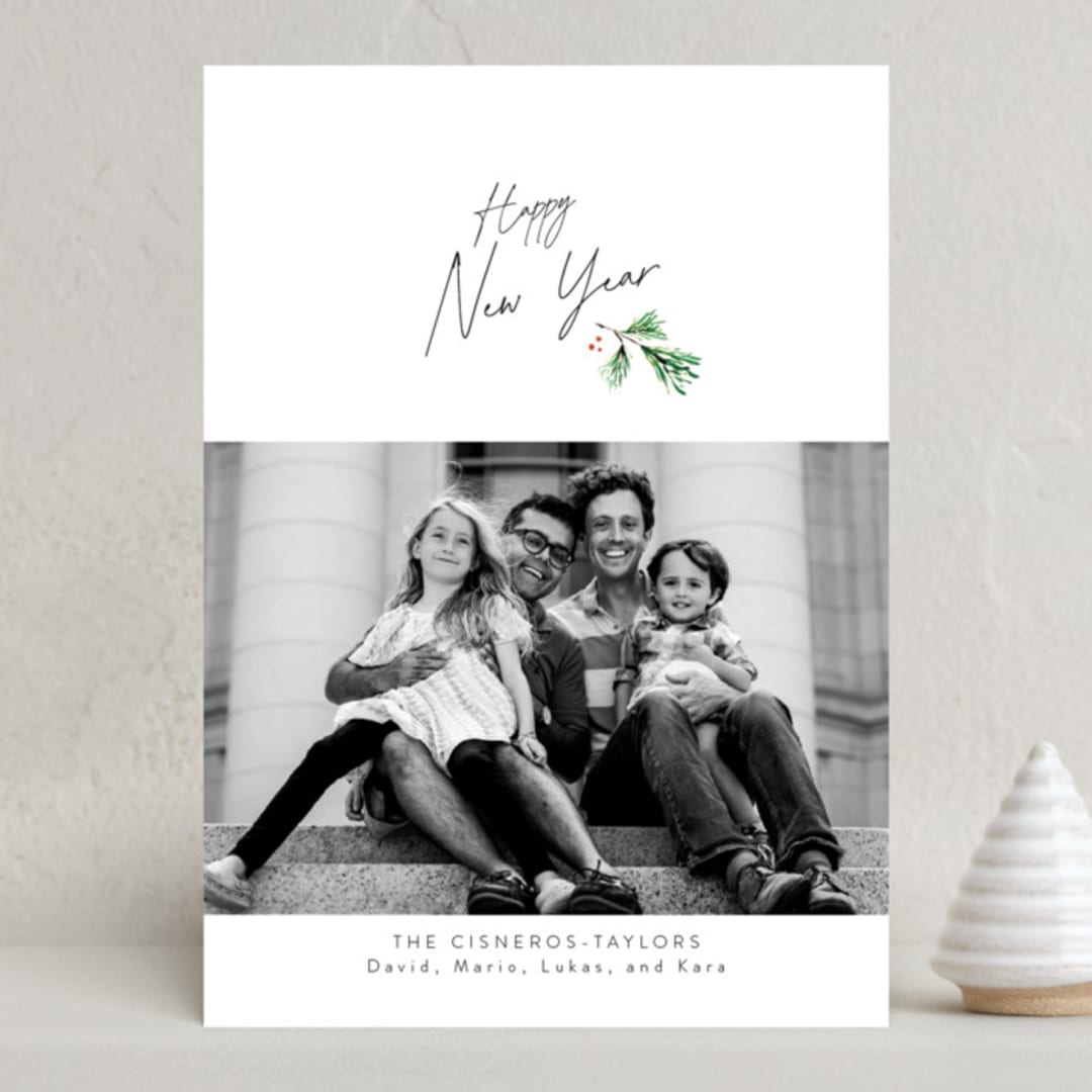 "Understated Pine Swag" - Holiday Cards in Snow by Erika Firm - Front