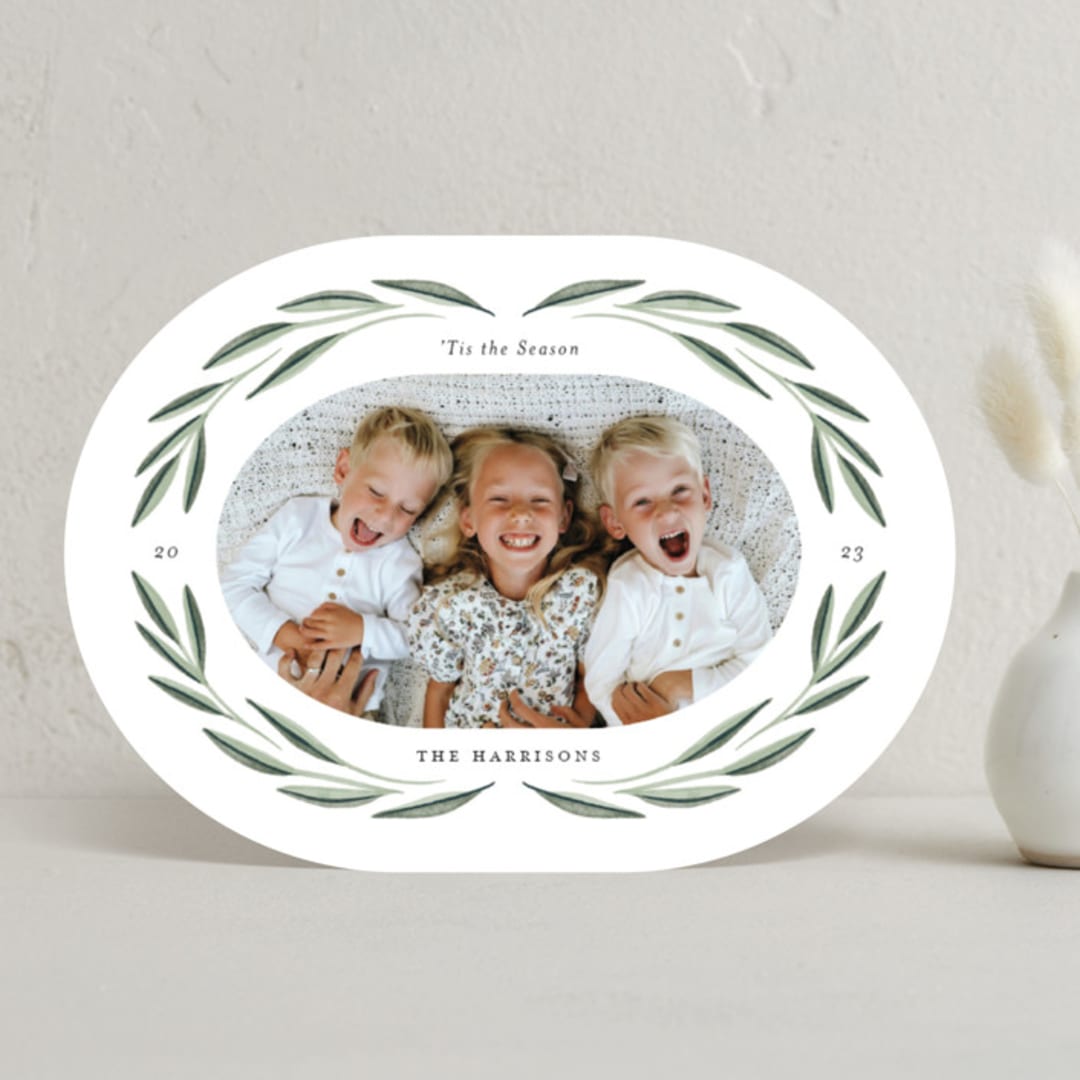 "Bright Greenery" - Holiday Cards in Sage by Kelly Nasuta - Front