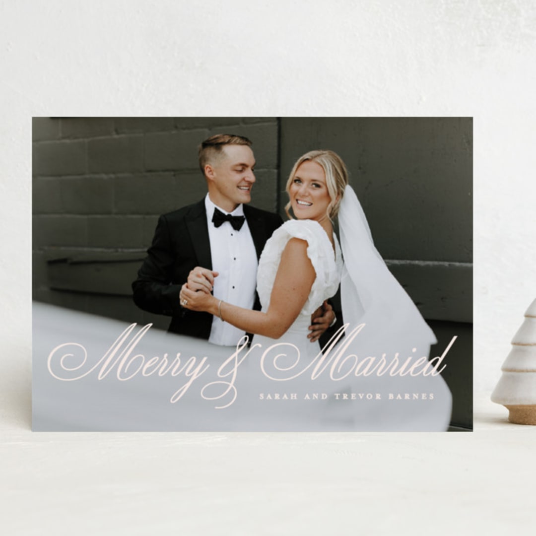 "Merry & Married" - Holiday Cards in Buttercream by Vanessa Doyle - Front
