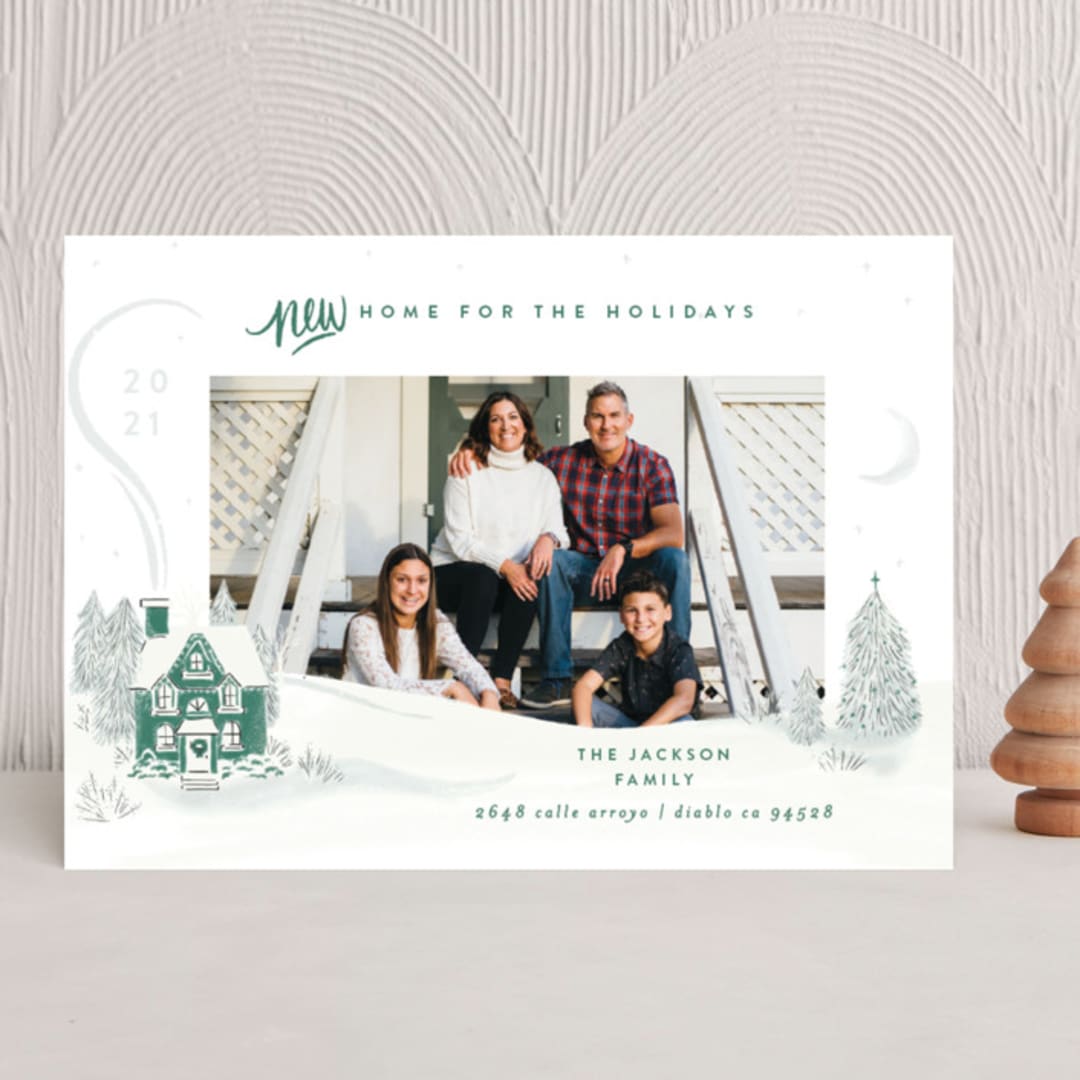 "Vintage Cozy Home" - Holiday Cards in Pine by Shiny Penny Studio - Front
