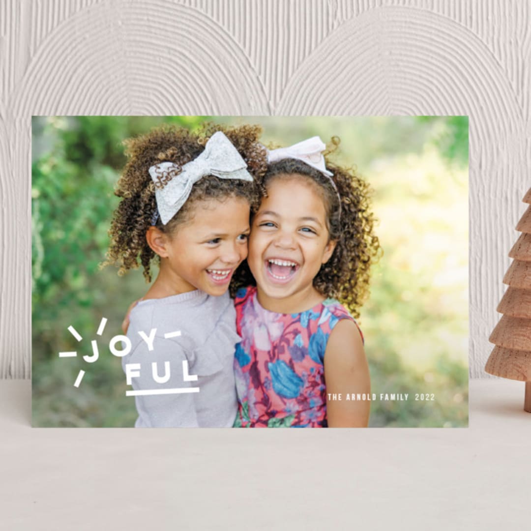 "Joyful Type" - Holiday Cards in Snow by Sydney Newsom - Front