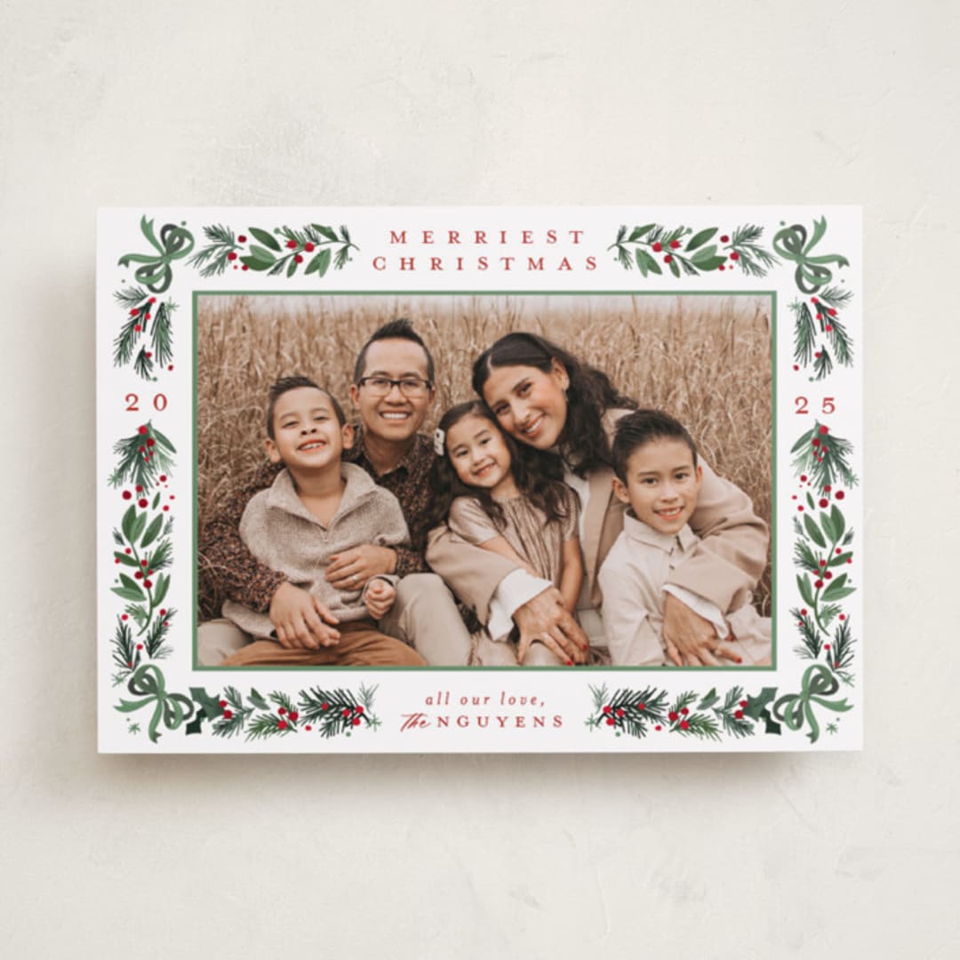 "Sparkly Bows" - Holiday Cards in Forest by Makewells - Front