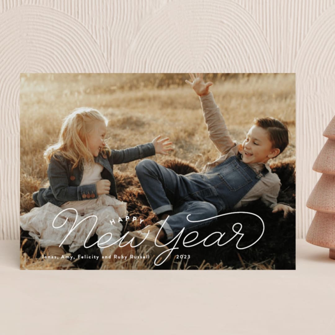 "Classic Lettered" - Holiday Cards in Snow by Laura Hankins - Front