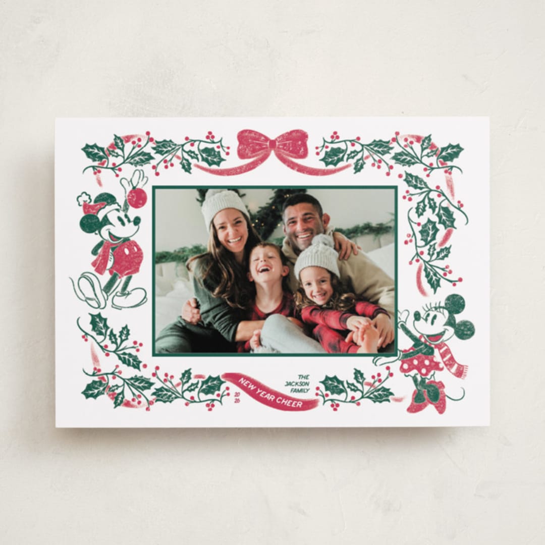 "Disney's Retro Mickey" - Holiday Cards in Fir by Jenna Holcomb - Front