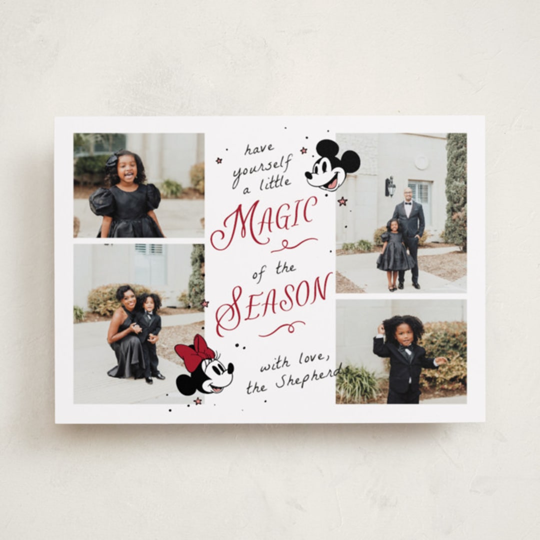 "Disney's Mickey Minnie Magical Season" - Holiday Cards in Cherry by letterfix - Front