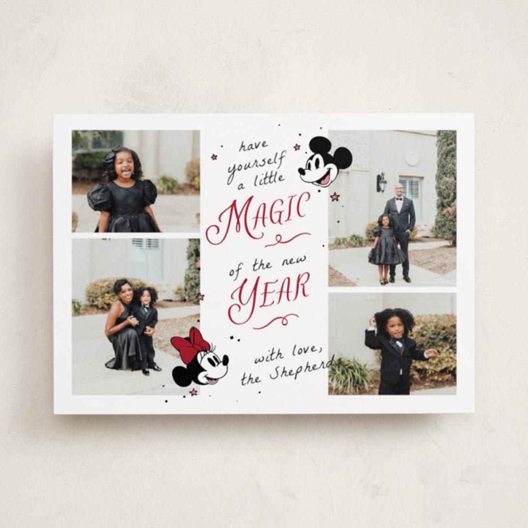 "Disney's Mickey Minnie Magical Season" - Holiday Cards in Cherry by letterfix - Front