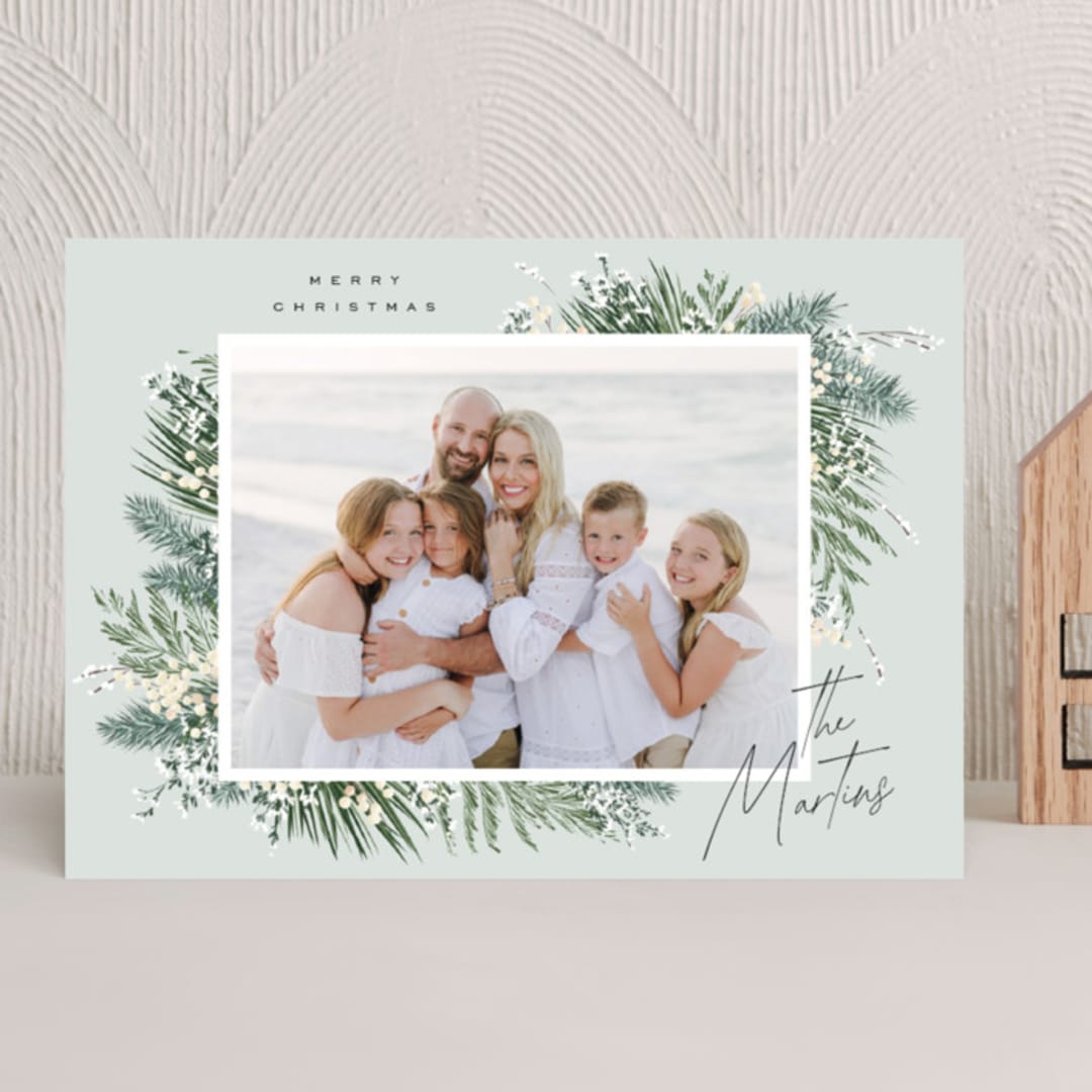 "Winter Frame" - Holiday Cards in Wintermint by Leah Bisch - Front
