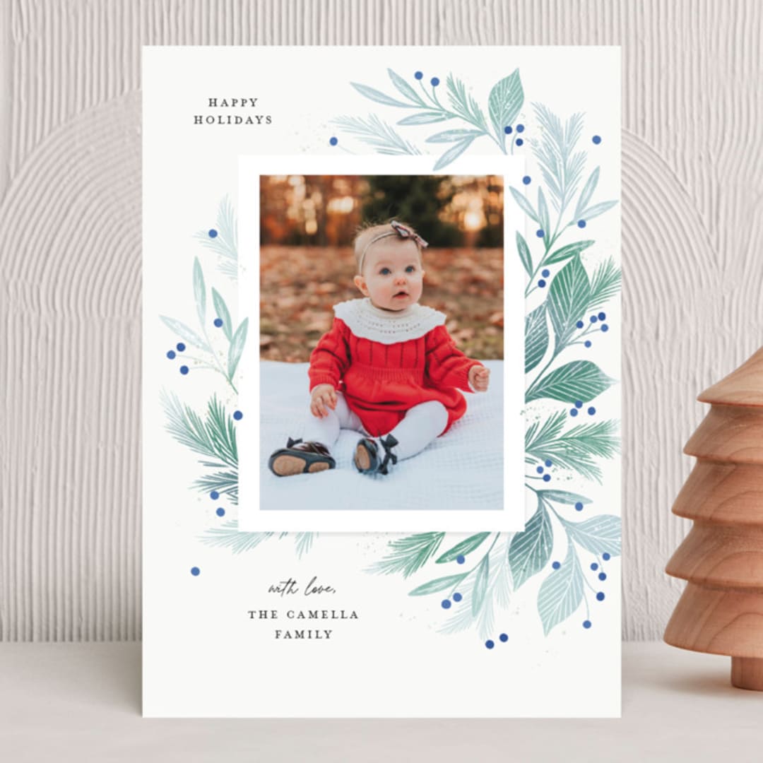 "Flourishing" - Holiday Cards in Juniper by Paper Raven Co. - Front