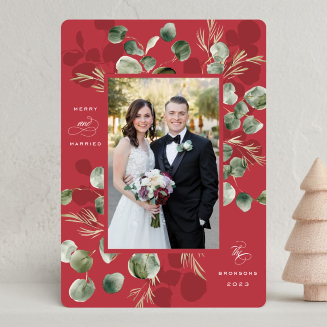 "Winterbloom" - Holiday Cards in Holly Berry by Leah Bisch - Front