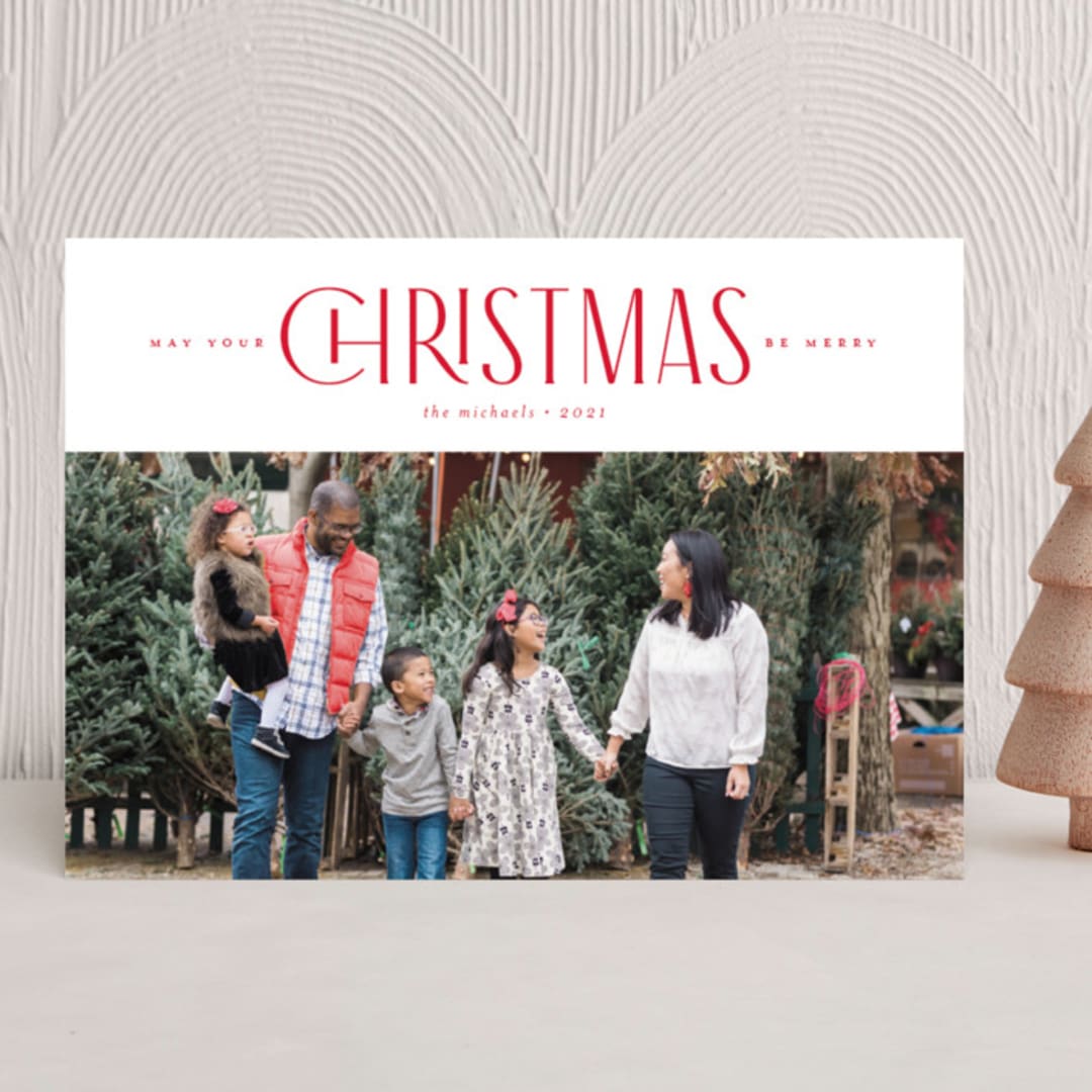 "PLAYFUL TYPE" - Holiday Cards in Cardinal by Melanie Kosuge - Front