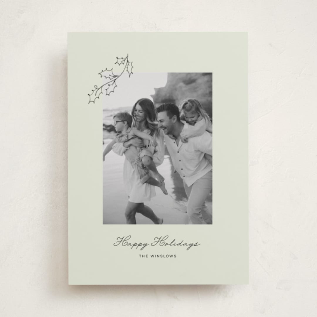 "Hung Holly" - Holiday Cards in Lime by Angela Garrick - Front