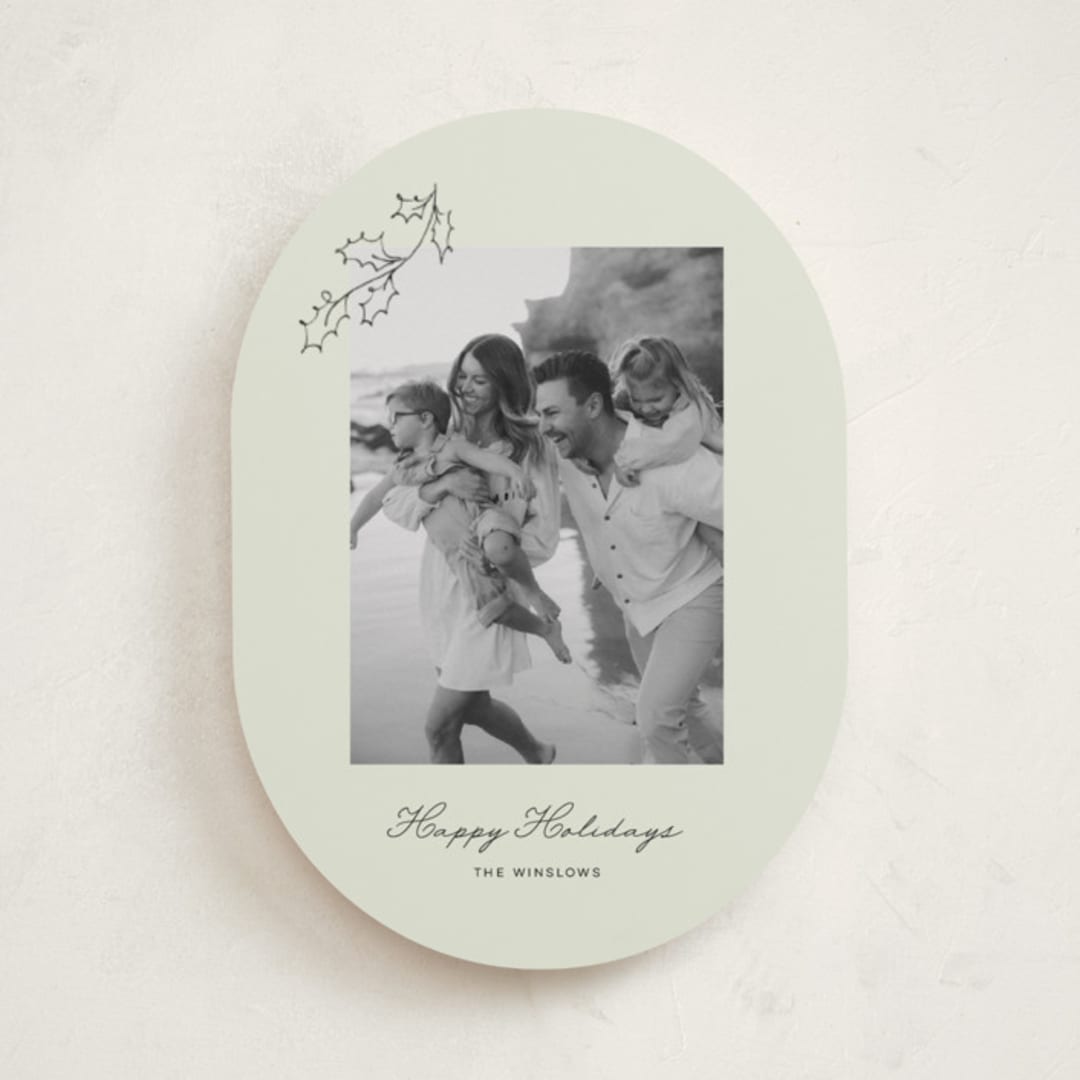 "Hung Holly" - Holiday Cards in Lime by Angela Garrick - Front