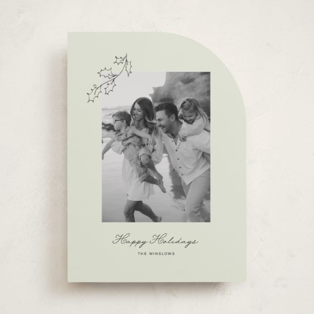"Hung Holly" - Holiday Cards in Lime by Angela Garrick - Front