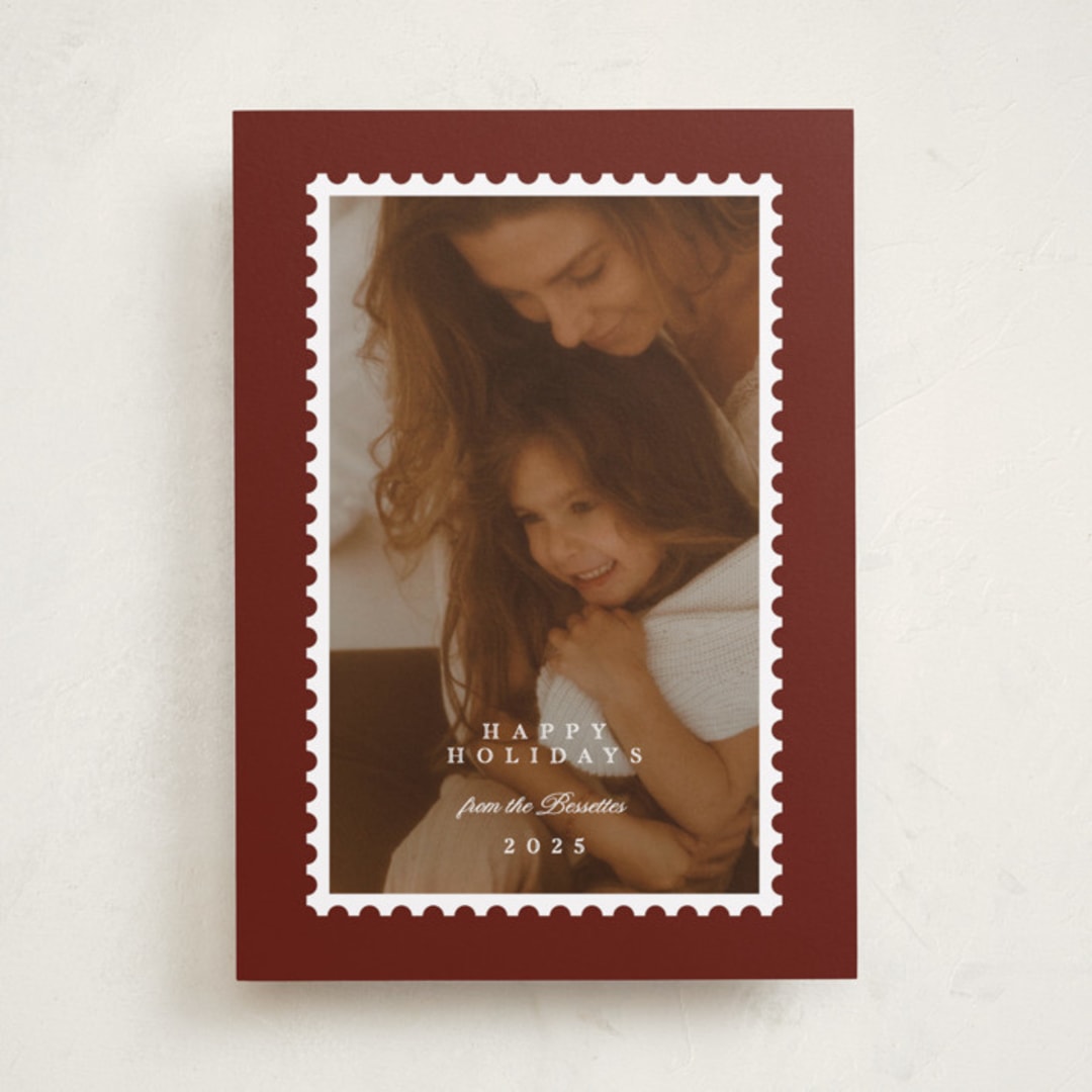 "Stamp" - Holiday Cards in Mulled Wine by Claire - Front