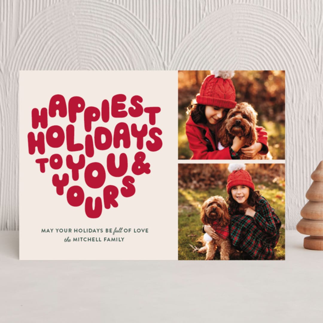 "HOLIDAY HEART" - Holiday Cards in Candy Cane by The Social Type - Front