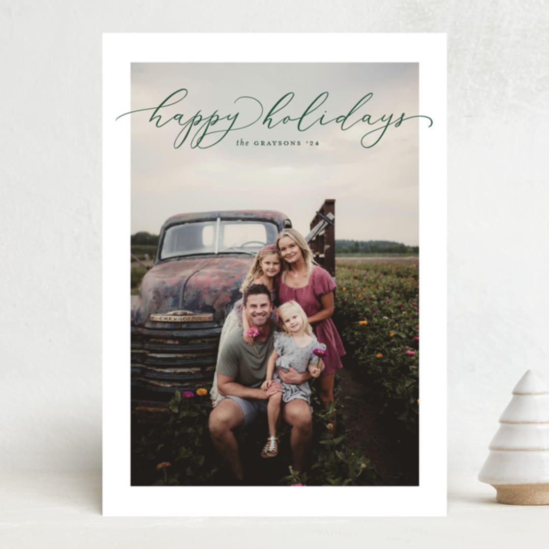"Happy Script" - Holiday Cards in Juniper by Erica Krystek - Front