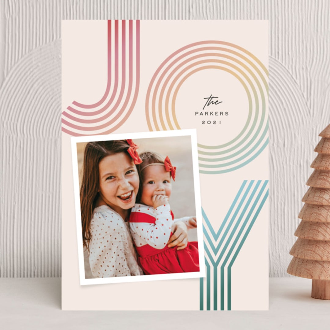 "Joyful Lines" - Holiday Cards in Holly Berries by Jessica Corliss - Front